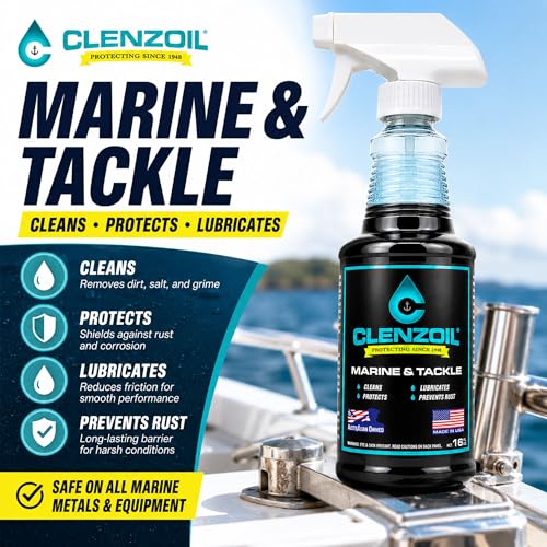 CLENZOIL Marine & Tackle - Fishing Gear Oil Lubricant - for Fish Care Reels, Boat Motors, Downriggers & More - Easily Oils Applicator - size: 16 oz Trigger Spray