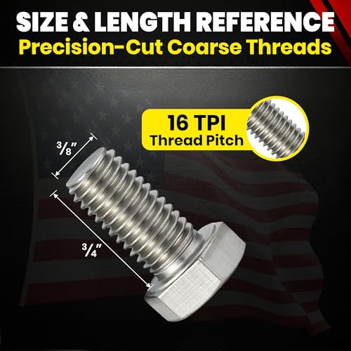 Chenango Supply 3/8-16 x 3/4" Stainless Steel Hex Head Bolts - size: 3/8-16 X 3/4"