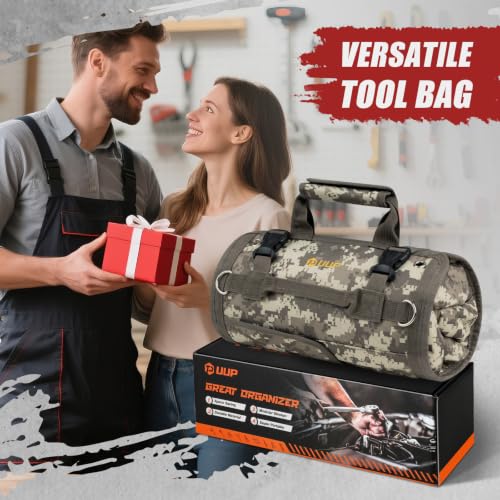 Tool Roll Bag Heavy Duty Tool Bag Gifts for Men Dad Mechanic, Camouflage - color: Camouflage