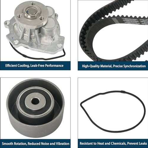 Engine Timing Belt Kit with Water Pump Compatible with 2009-2018 Chevy Cruze Sonic Aveo Aveo5, 2009-2010 Pontiac G3, 2007-2008 Saturn Astra 1.6L 1.8L Replaces TCKWP338 24422964 25195119