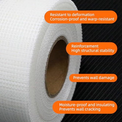 QILIMA Self-Adhesive Fiberglass Drywall Joint Mesh Tape, Fiber Mesh Crack Patch Wall Repair Fabric,2 Inch by 148 Feet White - size: 2Inch x 148 Feet