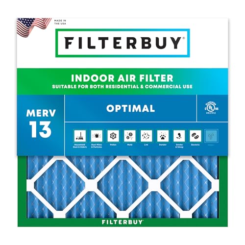 Filterbuy 23.5x23.5x1 Air Filter MERV 13 Smoke & Allergy Defense (1-Pack) - size: 23.5x23.5x1