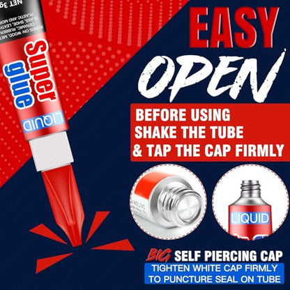 ALECPEA Super Glue, 24 X 3g, Liquid Instant Glue for Metal and Ceramic - color: Liquid