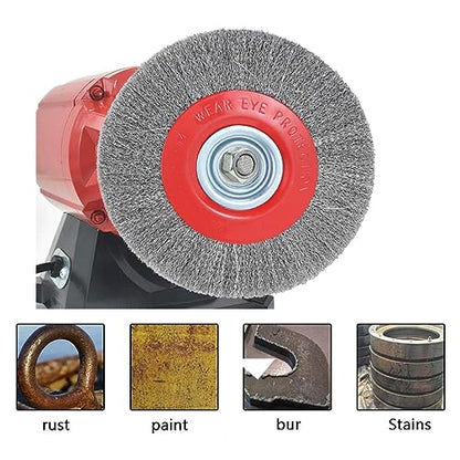 8in Bench Wire Wheel Brush for Bench Grinder Coarse Crimped Steel Wire 0.012" with 1/2" 5/8" 3/4" 7/8" 1"(5sets) Spacer Arbors - 4pack - style: 8in 4pcs