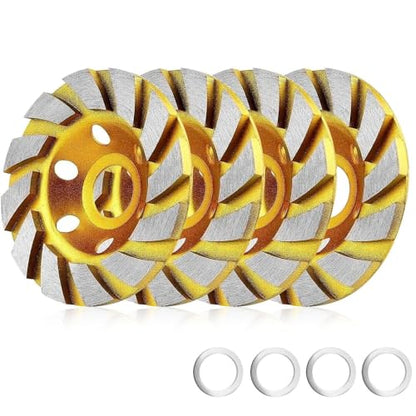 4 Inch Concrete Stone Ceramic Turbo Diamond Grinding Cup Wheel,12 Segs Heavy Duty Angle Grinder Wheels for Angle Grinder(4 Pieces) - style: 4 Pieces