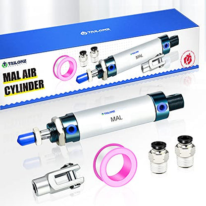 TAILONZ PNEUMATIC 16mm Bore 50mm Stroke Air Cylinder Double Action with Y Connector and 2Pcs 6mm Fitting MAL16x50 - size: 16mm Bore 50mm Stroke