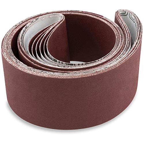 Red Label Abrasives 2 X 42 Inch 220 Grit Flexible Aluminum Oxide Multipurpose Sanding Belts for Woodworking, Leather, Rubber, Plastics, & Light Metal Working - Sand Paper Belt 6 Pack - size: 220 Grit