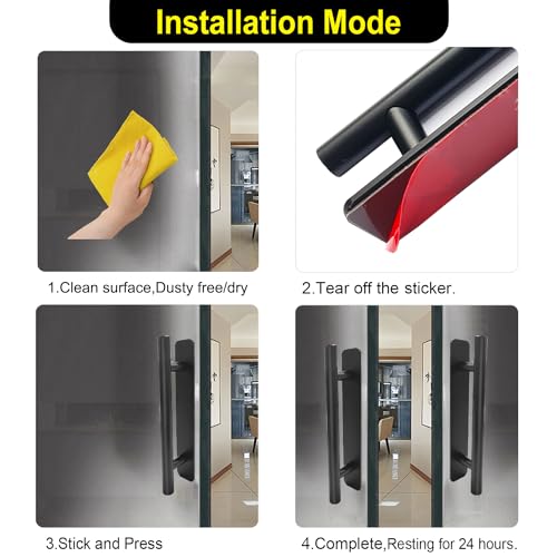Self Adhesive Cabinet Handles Pulls - 2 Pack Aluminium Alloy Drawer Push Pull Handles Helper with Adhesive | No Drilling | Stick On Handle for Kitchen Cabinet Drawer Window Sliding Closet (5.83") - color: New Black, size: Small (5.83")