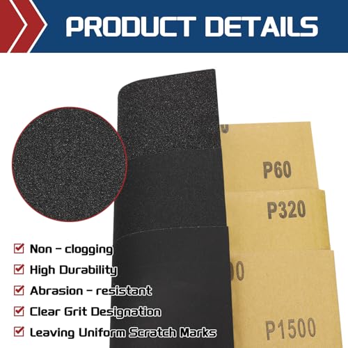 5Pcs Sand Papers 9x11Inch 400Grit Aluminum Oxide Sandpaper Sheets - size: 9 x 11 Inch x 400 Grits