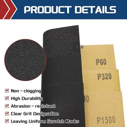 5Pcs Sand Papers 9x11Inch 400Grit Aluminum Oxide Sandpaper Sheets - size: 9 x 11 Inch x 400 Grits