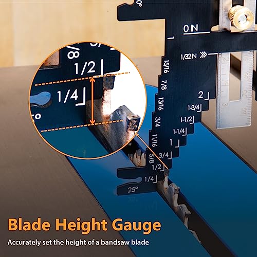 POWERTEC Universal 5-in-1 Step Depth Gauge for Measuring Chisel Angles, Drill Points, and Setting Router Bit, Saw Blade Heights – Compatible with Table Saw and Router Table – Woodworking Tools (80023) - style: Router Table Measuring Gauge