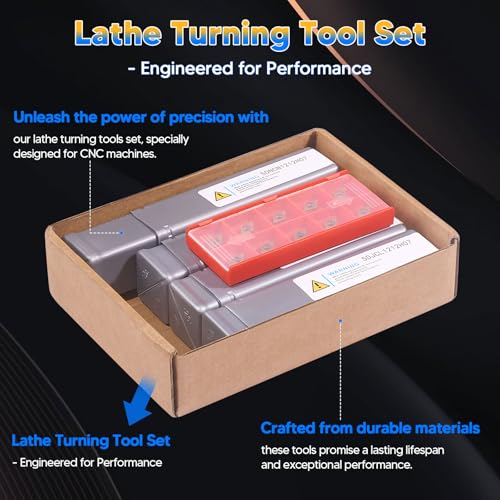 Indexable Lathe Turning Tools 14pcs Kit，1/2'' 12mm Shank - style: 4pcs 1/2" 12mm Shanks +10pcs Inserts