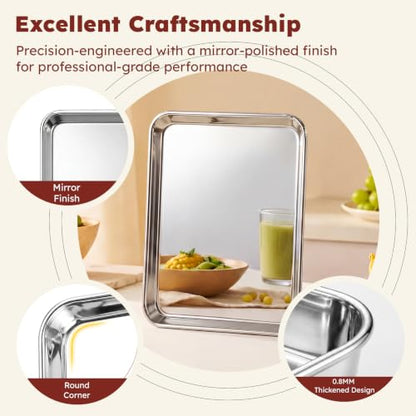 𝟒𝟏%𝟎𝐟𝐟 Baking Sheet Set of 3: Stainless Steel Cookie Sheets for Baking