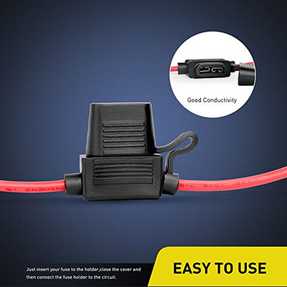 Nilight 10 Pack NI-FH01 Inline Holder 14AWG Wiring Harness ATC/ATO 30AMP Blade Automotive Fuse Holder-10, 2 Years Warranty - size: 10Pcs 14AWG Fuse Holder