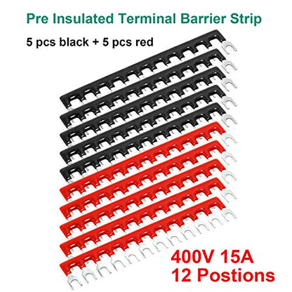 Terminal Block Strip, 12 Circuits 600V 15A, Dual Row Screw, 5 Sets