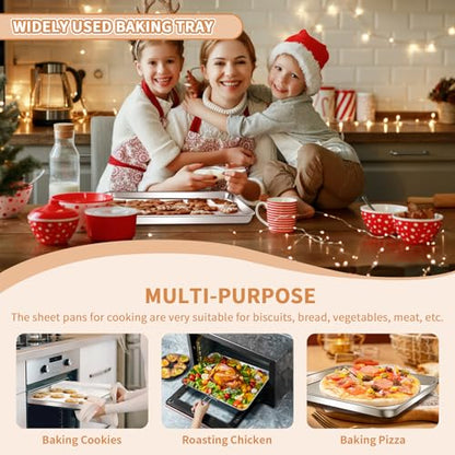 Stainless Steel Baking Sheet Pan Set of 2, Cookie Sheets 20 x 14 x 1.3 Inch - size: 20 inch