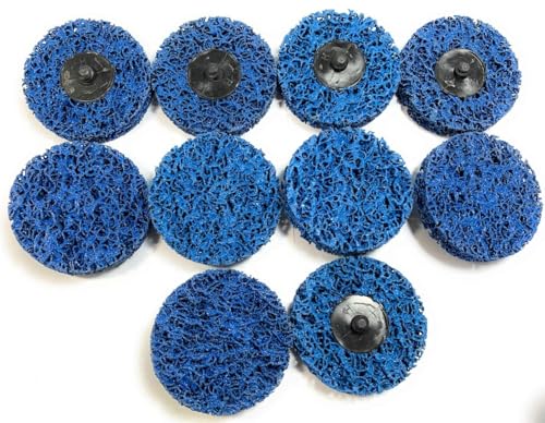 SIGNI Poly Strip Abrasive Surface Conditioning Quick Change Rolok Disc for Quick Paint, Rust, and Oxidation Removal - 2 Inch Diameter - Ideal for Automotive, Metalworking, and DIY （Blue,10 pcs - size: 2 inch