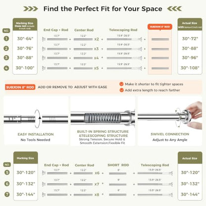 Shower Curtain Rod 30-64 Inch Tension Curtain Rod Shower Rod for Bathroom - color: Silver, size: 30-64 inches