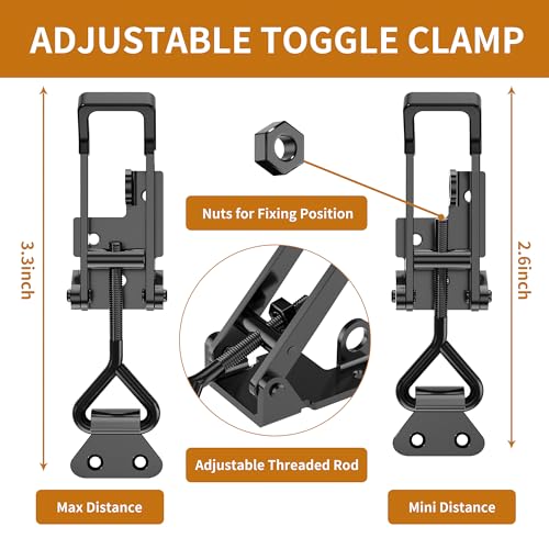 10Pack Heavy Duty Toggle Clamp Latch 4003 Style Pull Clamp Black for Smoker - size: 10Pack