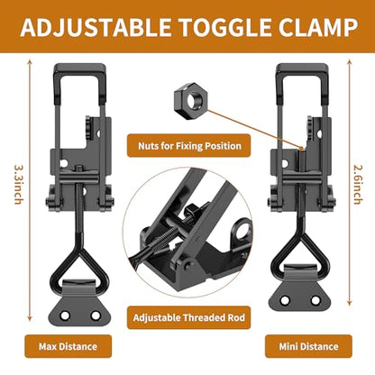 4Pack Heavy Duty Toggle Clamp Latch 4003 Style Pull Clamp Black for Smoker - size: 4Pack