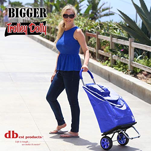 dbest products Bigger Trolley Dolly, Blue Shopping Grocery Foldable Cart - color: Blue