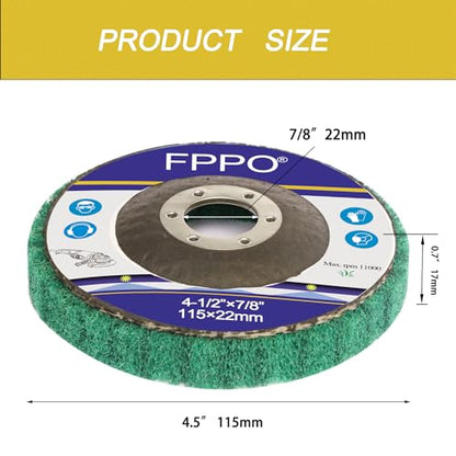 FPPO 5Pcs 4.5" x 7/8" Nylon Fiber Flap Disc Polishing Grinding Wheel,Scouring pad Buffing Wheel for Angle Grinder, Polishing Tools,Abrasive disks for Power-Operated Grinders (Grit 180) - style: grit 180