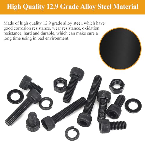35 Pieces M6 x 12mm Socket Head Cap Screws, Thread Pitch 1.0mm, Sutemribor M6 Black Screws, 12.9 Grade Alloy Steel, Black Oxide Finish, Fully Threaded - size: M6 x 12mm, style: Socket Head