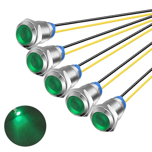Gebildet 5pcs 10mm LED Metal Indicator Light 110V-220V AC Waterproof Signal Lamp (Green) - color: Green 110V