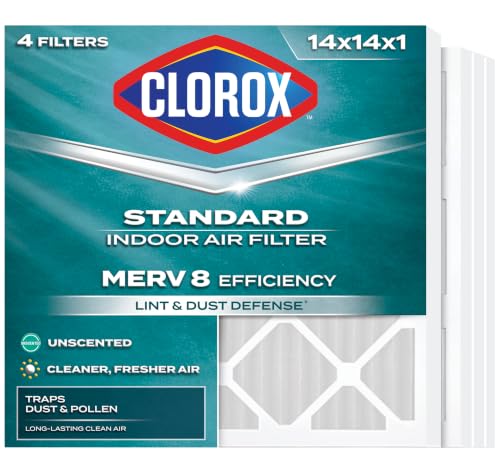 Clorox 14x14x1 Air Filter, MERV 8 Pleated HVAC AC Furnace Air Filters for Lint, Dust and Pollen, MPR 600 & FPR 5 – Pack of 4 - style: MERV 8 Standard