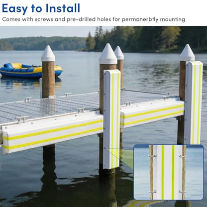 Dock Bumpers 36 Inch/48 Inch/58 Inch/72 Inch, Boat Dock Bumpers with Upgrade Reflective Strip and Stainless Steel Screws, Dock Fenders Bumper Guards Marine Grade (Black/White/Gray) -1 Pack 2 Pack - color: White, style: 58in-2pack