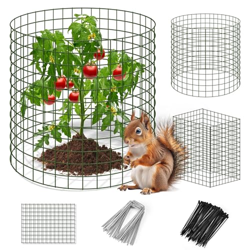 DIY Metal Plant Protectors from Deer, Garden Fencing Animal Barrier Size 11.8 * 15.7 inches, Mesh Plant Cage Chicken Wire Cloche for Plants with Stakes and Nylon Cables