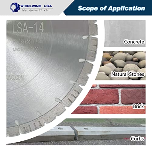 LSS Upgraded Version 14 inch Diamond Saw Blade Dry or Wet Cutting for Concrete Stone Brick Masonry,1"-20mm Arbor with 14 mm Segment - size: 14" LSA