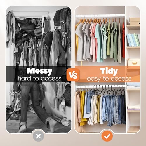 Metal Closet Rod 1.3" Heavy Duty Adjustable Hanging Rod 17-75 Inch - color: Matte White, size: 17-75 IN