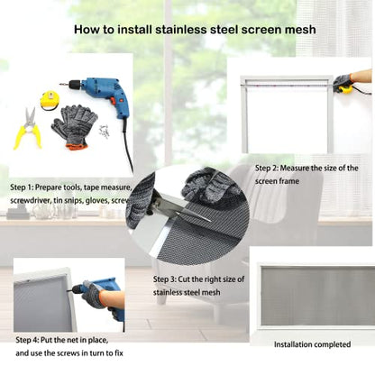 PVC Coated 304 SS Woven Mesh 47x118in Hardware Cloth Door Security Screen - size: 47"x118",1roll
