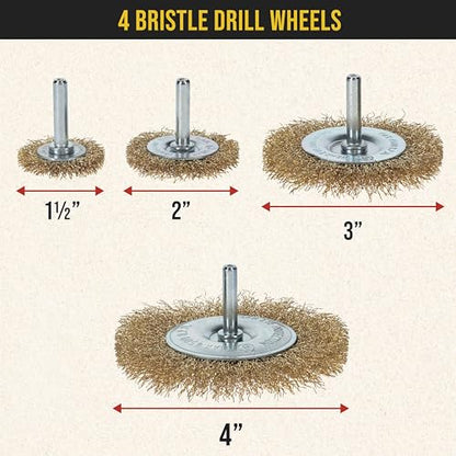 Dura-Gold 12-Pc Abrasive Brass-Coated Wire Wheel, Cup Brush, End Brush Set