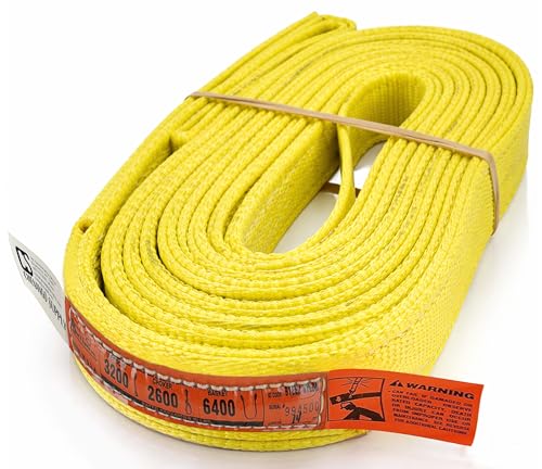 DD Sling 1 Inch x 3 Foot Nylon Lifting Sling – USA Made, 3,200 lb Vertical, 2,600 lb Choker, 6,400 lb Basket – 2-Ply Heavy Duty 900 Webbing, Type 3 Flat Eye & Eye Rigging Sling - size: 1"x14'