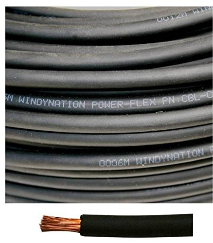 8 Gauge 8 AWG 5 Feet Black Welding Battery Pure Copper Flexible Cable Wire - Car, Inverter, RV, Solar by WindyNation - color: Black, size: 5 ft