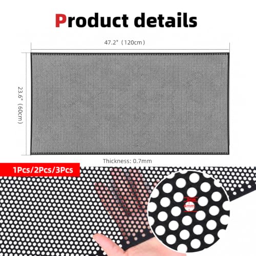 AggAuto Black Perforated Metal Sheets 47" x 23" 4mm Round Hole 2Pcs