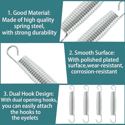 2Pcs Extended Tension Spring Wire Diameter 0.12", OD 0.87", Free Length 5.5" Steel Compressed Springs Heavy Duty with Dual Hook or Replacement Parts,Machinery Furniture - size: 3*22*140mm