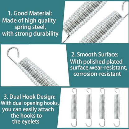 2Pcs Extended Tension Spring Wire Diameter 0.12", OD 0.87", Free Length 5.5" Steel Compressed Springs Heavy Duty with Dual Hook or Replacement Parts,Machinery Furniture - size: 3*22*140mm