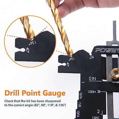 POWERTEC Universal 5-in-1 Step Depth Gauge for Measuring Chisel Angles, Drill Points, and Setting Router Bit, Saw Blade Heights – Compatible with Table Saw and Router Table – Woodworking Tools (80023) - style: Router Table Measuring Gauge