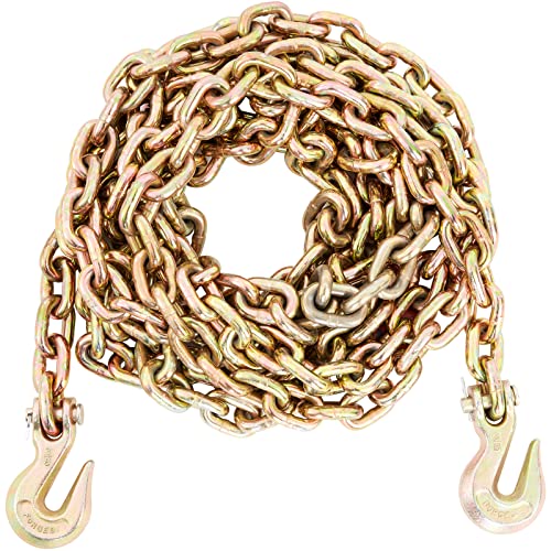 VEVOR 2 Pack Transport Binder Chain, 3/8" x 20' Tow Chain with Grab Hooks
