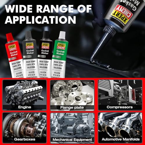 RTV Silicone Gasket Maker, High Temp Silicone Sealant for Automotive, Anti-Freeze RTV Resist Oil for Bonding Internal Combustion, Steam Turbines, Engines, Gearboxes, Pumps, Black - style: Black