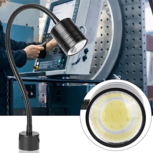 5W Black Goose-Neck LED Working Light with Round Magnetic Base Portable Light for Sewing,Crafting,or Workbench CNC US Plug 110V-220V