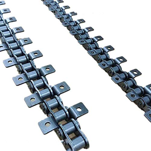 08B Roller Chain, K2 Double Curved Single Hole Attachment, 1/2 Inch (12.7mm) Single Strand DIN8187 Carbon Steel Conveyor Replacement Chain