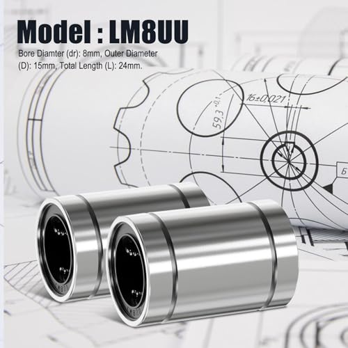 12Pcs LM8UU Linear Ball Bearings