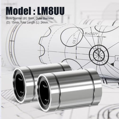 12Pcs LM8UU Linear Ball Bearings