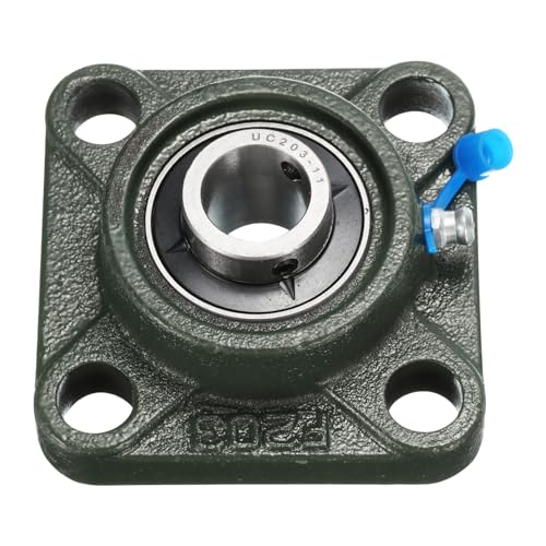 uxcell 2pcs UCF203-11 Pillow Block Bearings 11/16 inch Bore Self Alignment, Solid Cast Iron Base Square Flange Mounted Chrome Steel Bearings - size: UCF203-11