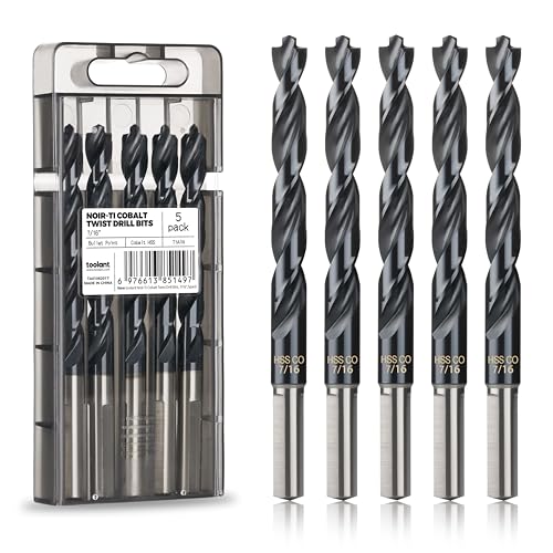 toolant 7/16" Cobalt Drill Bit Set(Pro) Titanium Aluminum Nitride Coated (TiAlN) with Bullet Point Tip, 5-Piece Bulk - size: 7/16 in (5pcs)