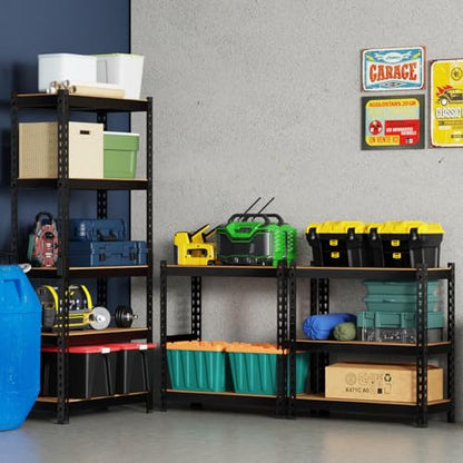 BestOffice 5-Tier Heavy Duty Storage Shelving Unit, 1650 LBS Adjustable Metal Garage Rack, 27.6" W X 11.8" D X 60" H, MDF Shelves for Garage Basement Kitchen, Black - size: 28"W x 12"D x 60"H